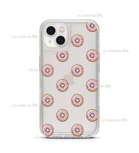 coque de téléphone transparente avec des illustrations de donuts violets