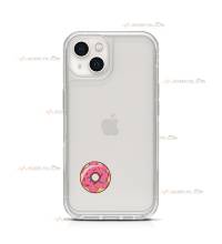 coque de téléphone transparente avec une petite illustration d'un donut rose couvert de sprinkles