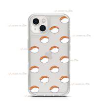 coque de téléphone transparente avec des illustrations de sushis au saumon