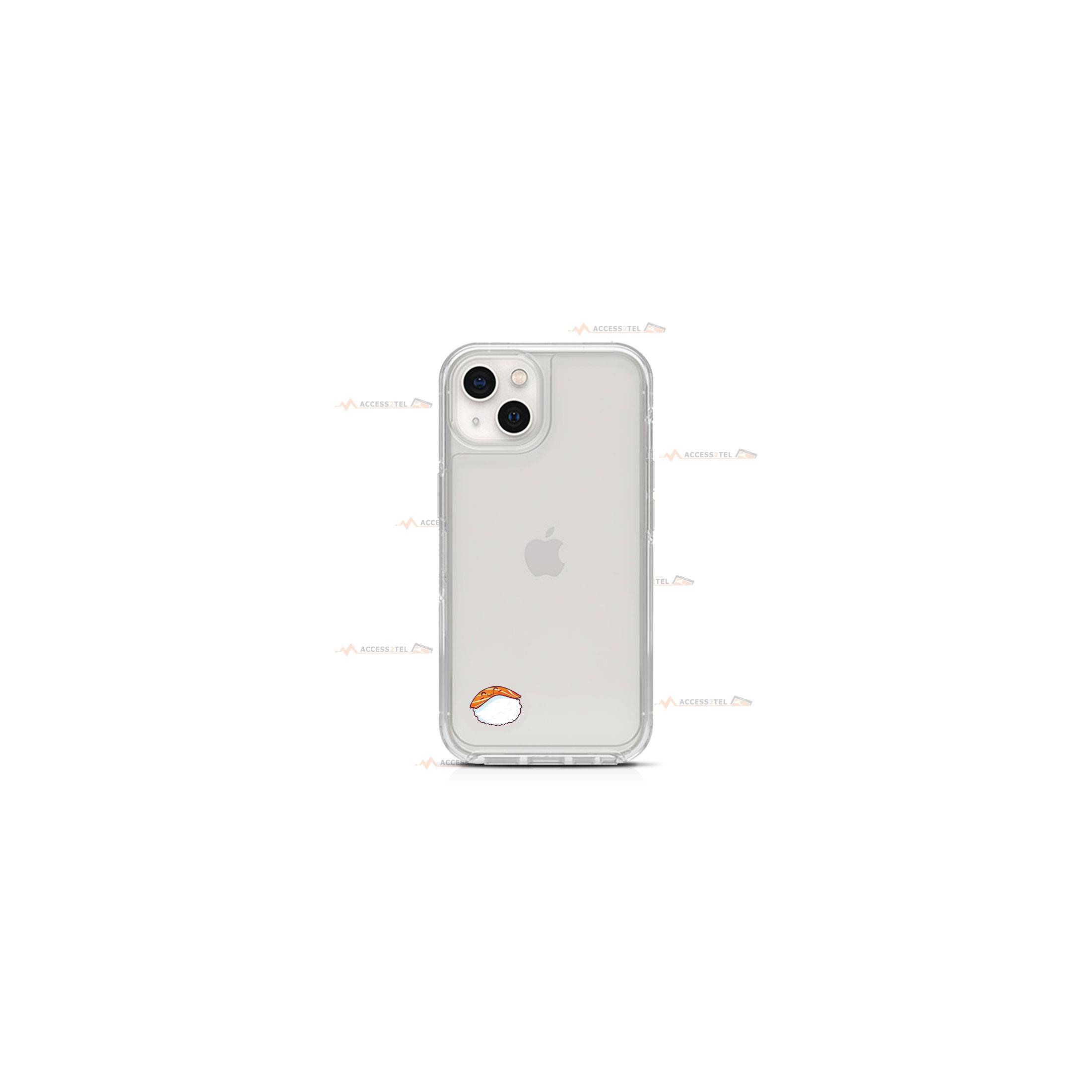 coque de téléphone transparente avec une petite illustration de sushi au saumon