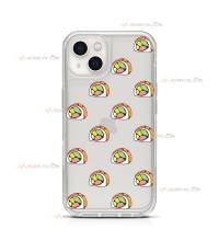 coque de téléphone transparente avec des illustrations de california rolls au saumon