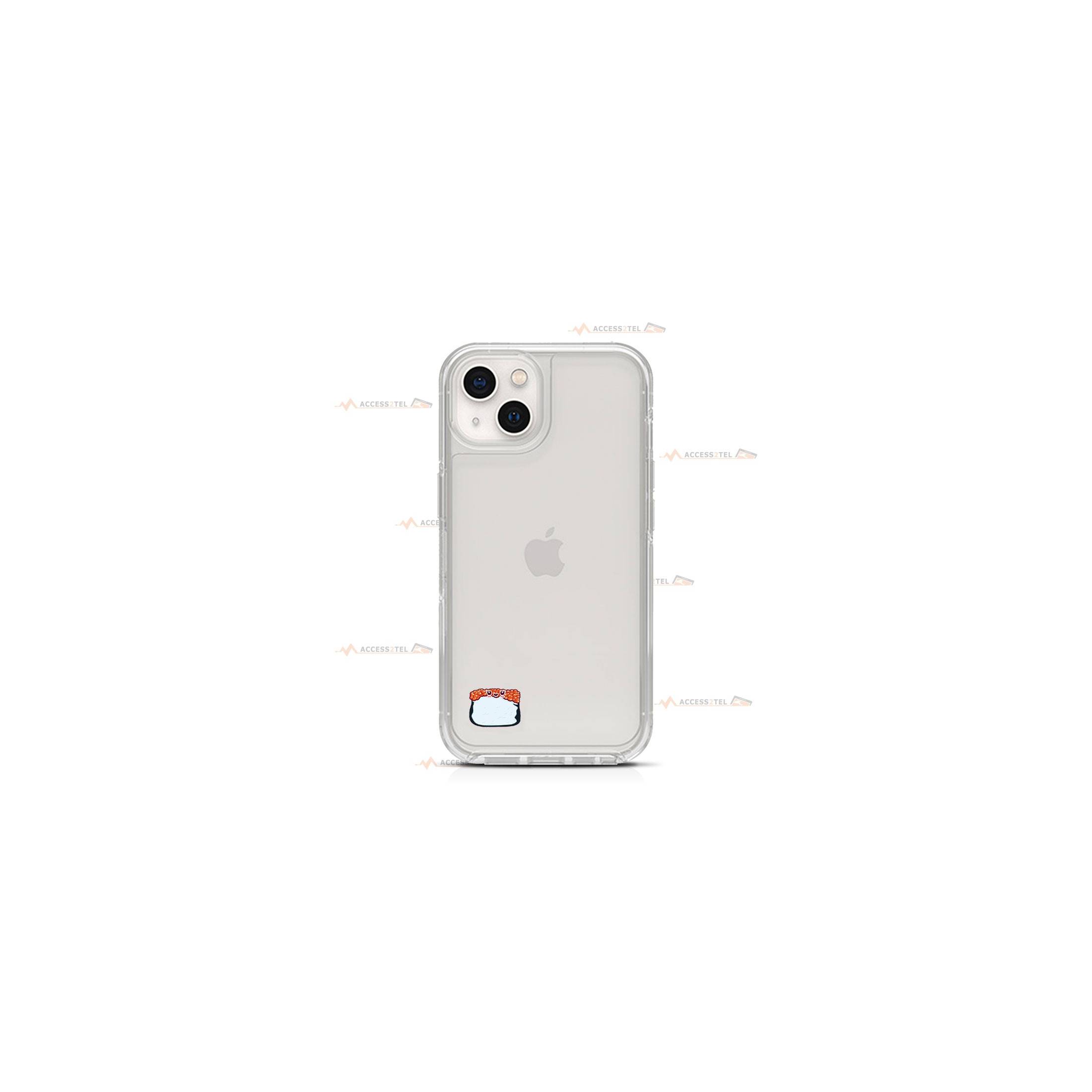 coque de téléphone transparente avec une petite illustration d'un sushi avec oeufs de poisson