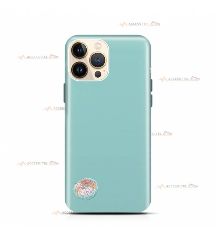 coque de téléphone turquoise avec une petite illustration d'un bol de nouilles japonaises