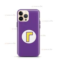 coque de téléphone violette avec le logo de Waluigi