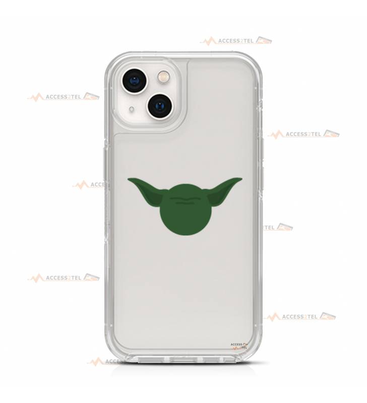 coque de téléphone transparente avec la tête de maître Yoda