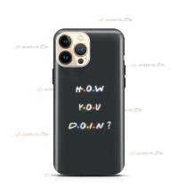 coque de téléphone noire avec la citation "How you doin?"