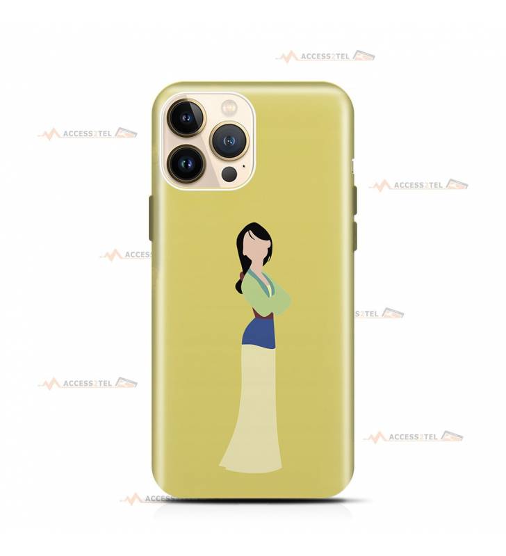 coque de téléphone verte avec la silhouette de Mulan