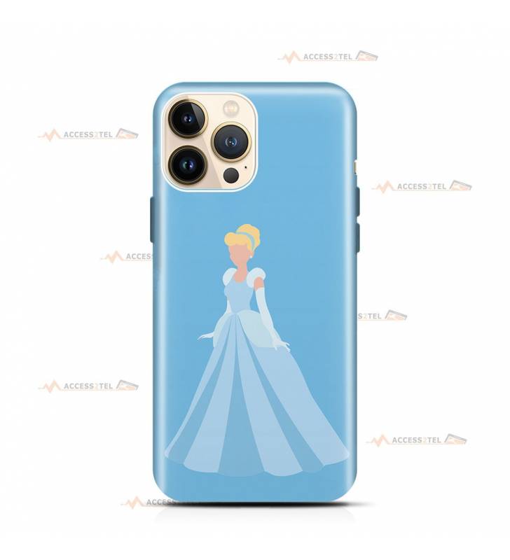 coque de téléphone bleue avec la silhouette de Cendrillon