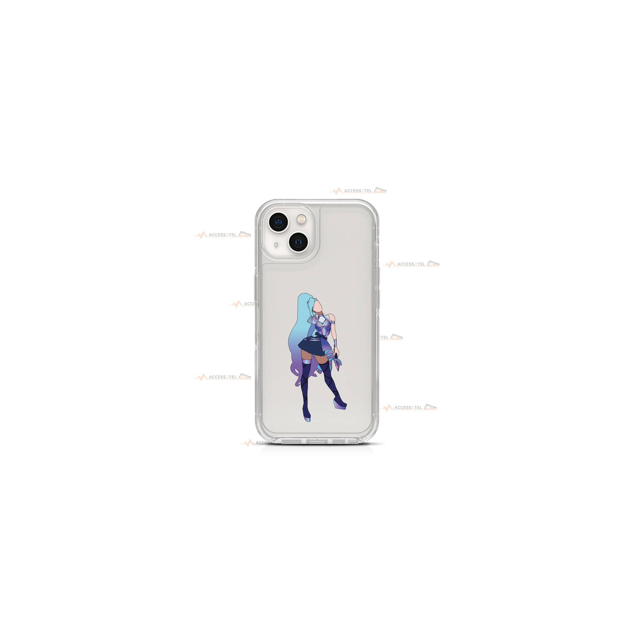 coque de téléphone transparente avec la silhouette de Séraphine de LoL