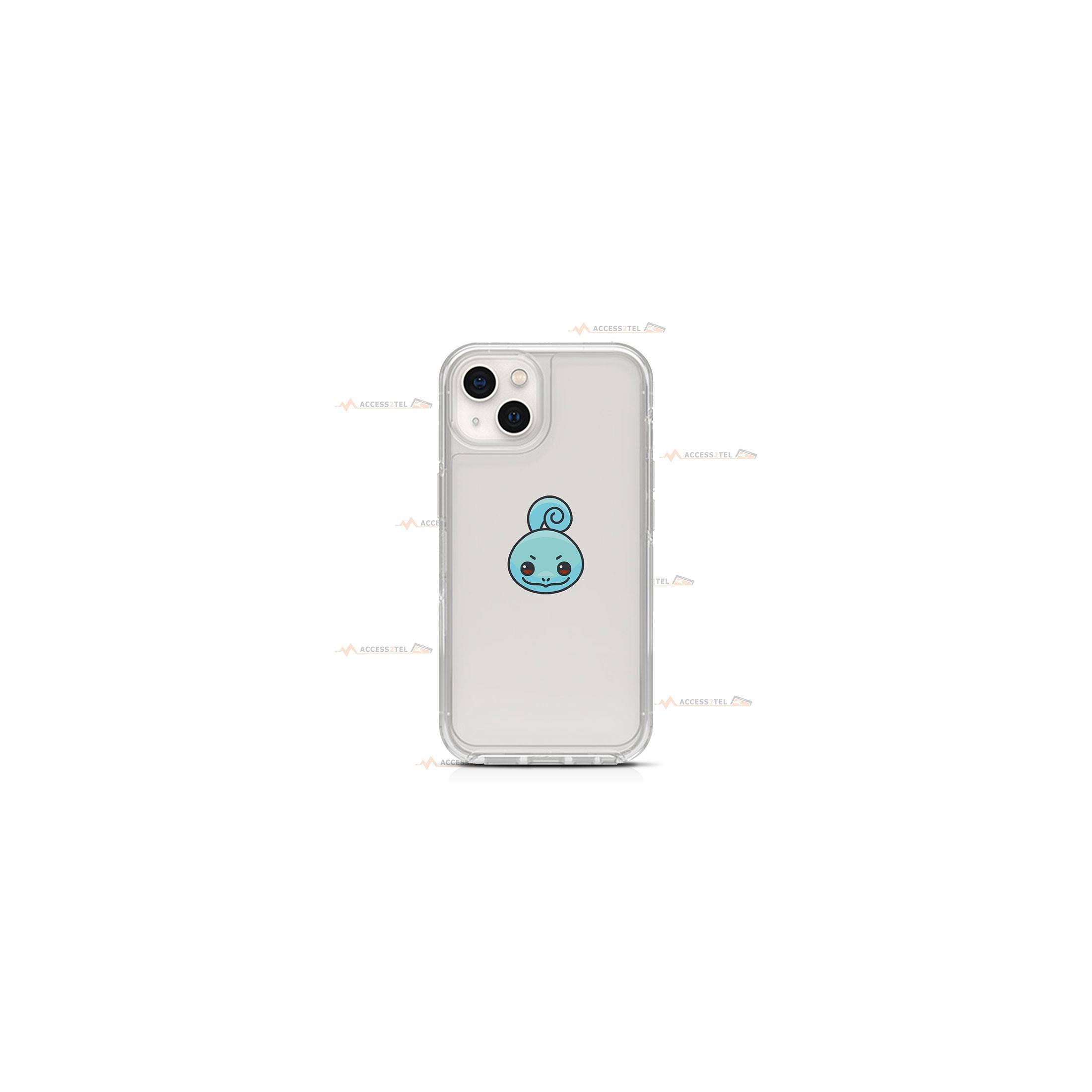 coque de téléphone transparente avec la tête de Carapuce