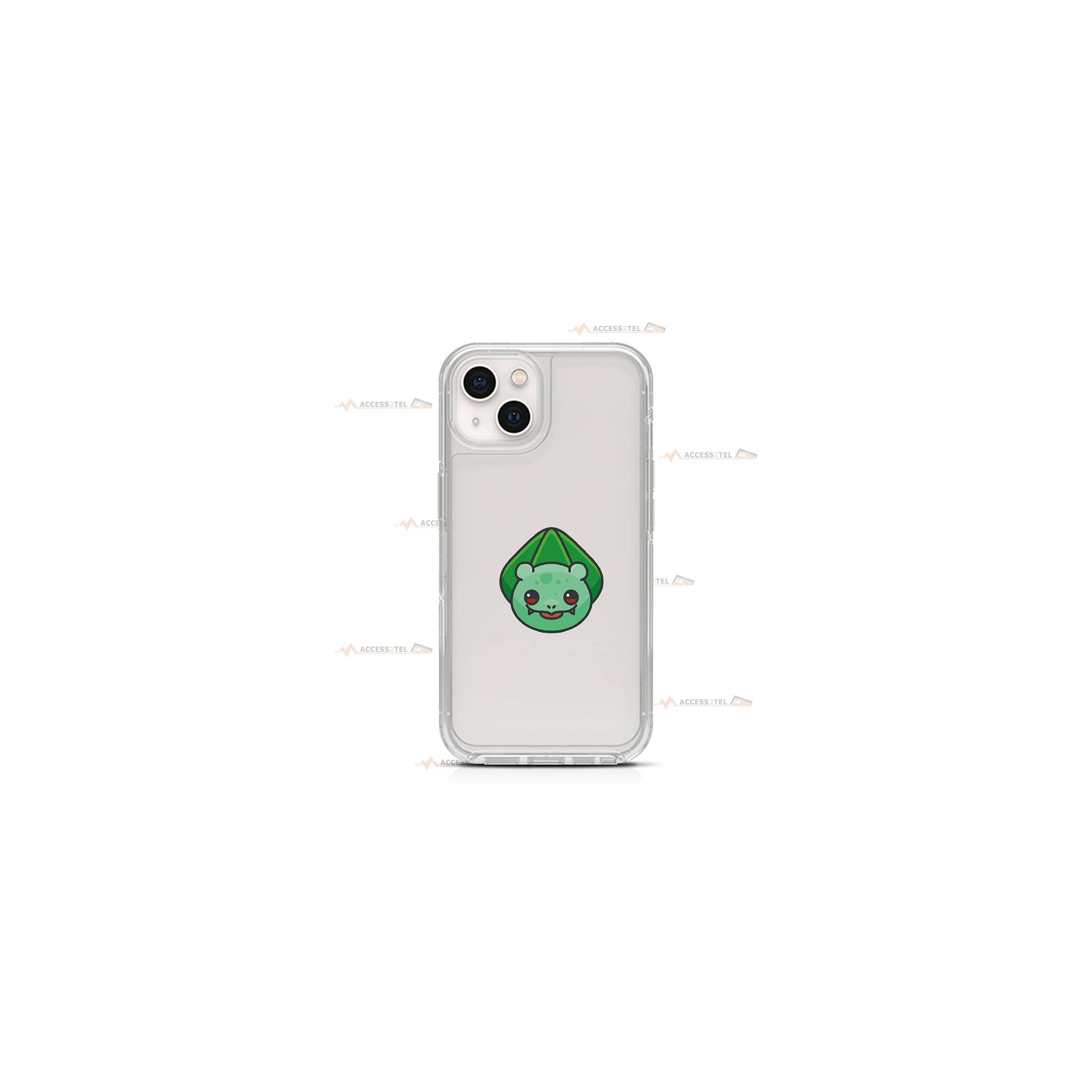coque de téléphone transparente avec la tête de Bulbizarre