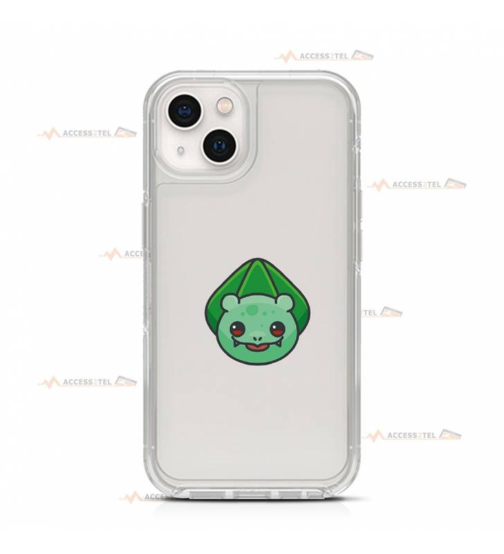 coque de téléphone transparente avec la tête de Bulbizarre