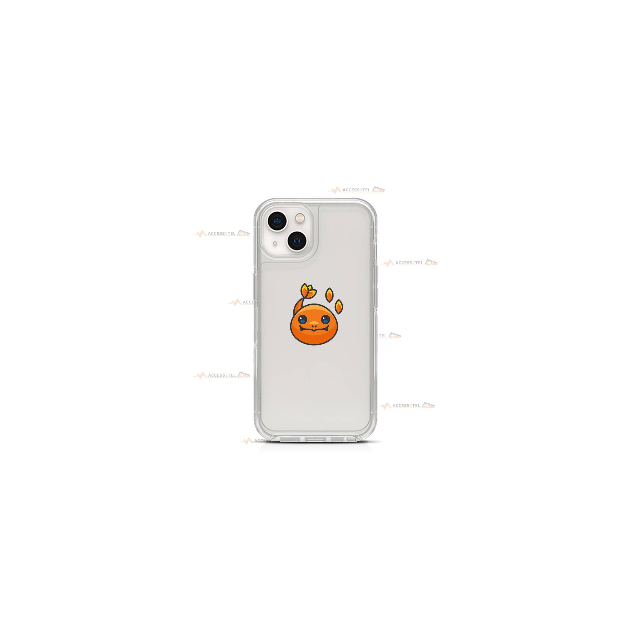 coque de téléphone transparente avec la tête de Salamèche