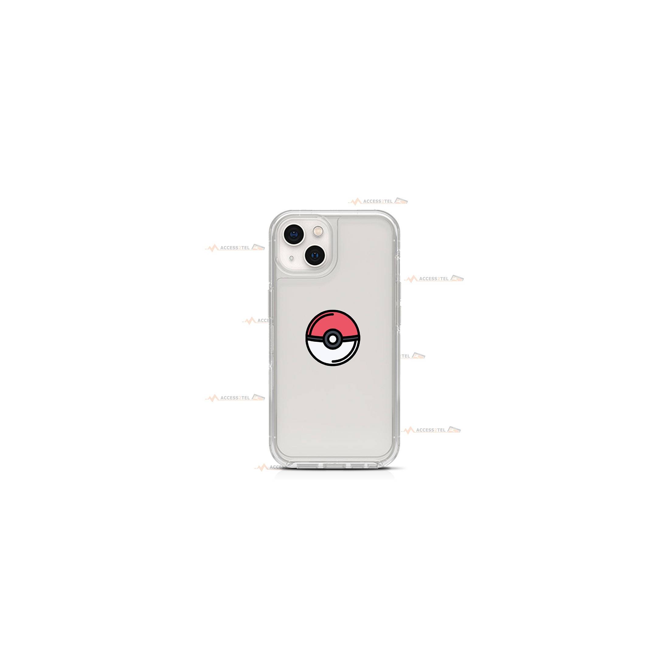 coque de téléphone transparente avec une icône de Pokéball