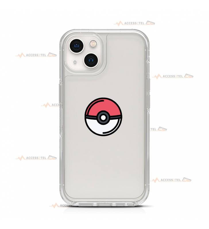 coque de téléphone transparente avec une icône de Pokéball