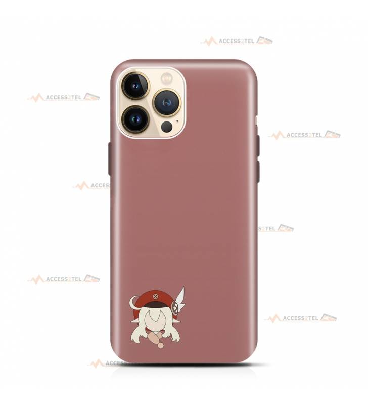 coque de téléphone marron rose avec la petite tête de Klee