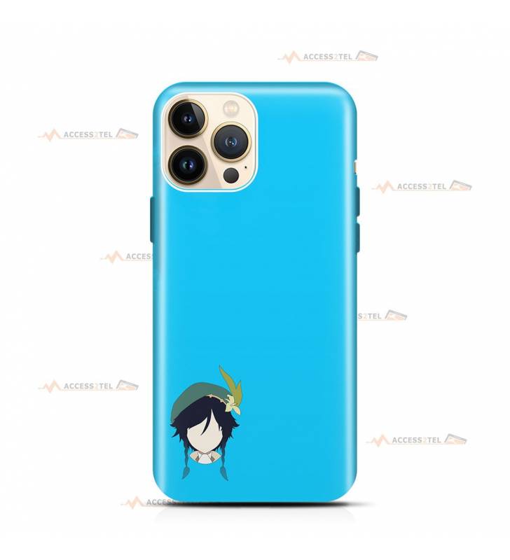 coque de téléphone bleue avec la petite tête de Venti