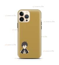 coque de téléphone marron avec la petite tête de Zhongli