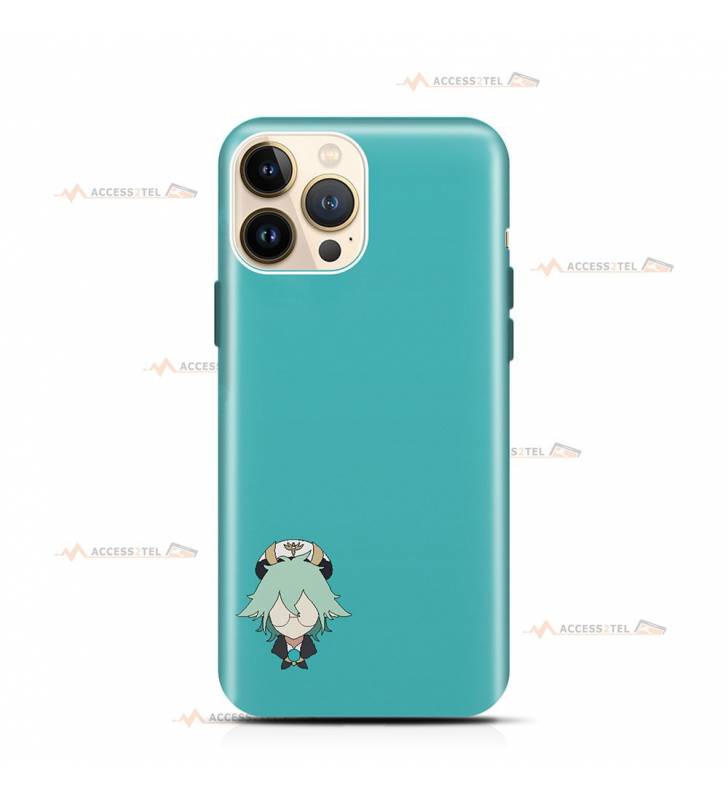 coque de téléphone turquoise avec la petite tête de Sucrose