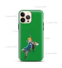 coque de téléphone verte avec la silhouette de Link de BOTW