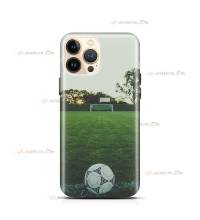 coque de téléphone avec un ballon de foot et les cages de but