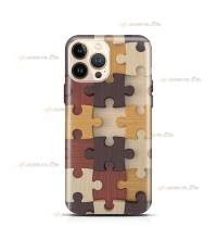 coque de téléphone avec des pièces de puzzle en bois