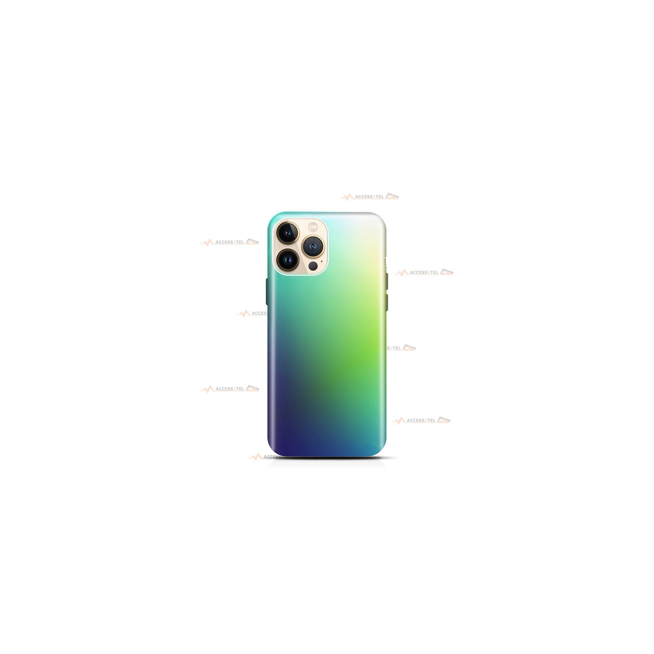 coque de téléphone avec un dégradé du bleu foncé au blanc en passant par le vert