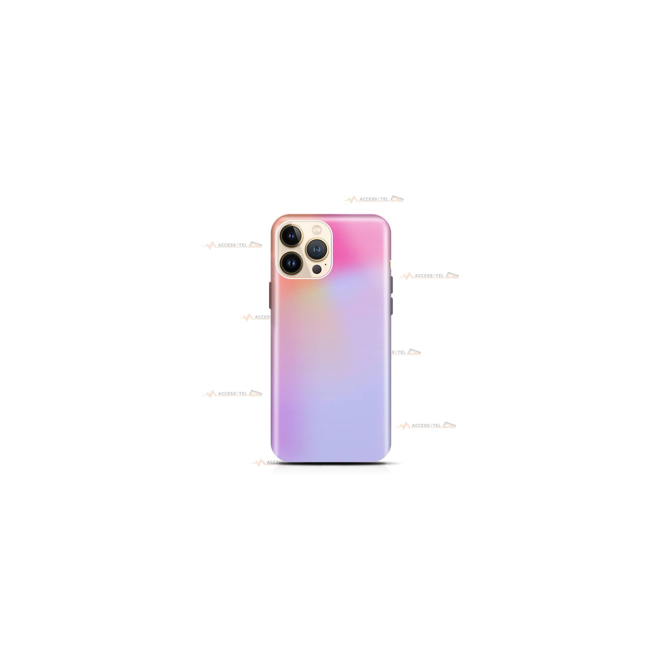 coque de téléphone avec un dégradé pastel du violet lilas au rose