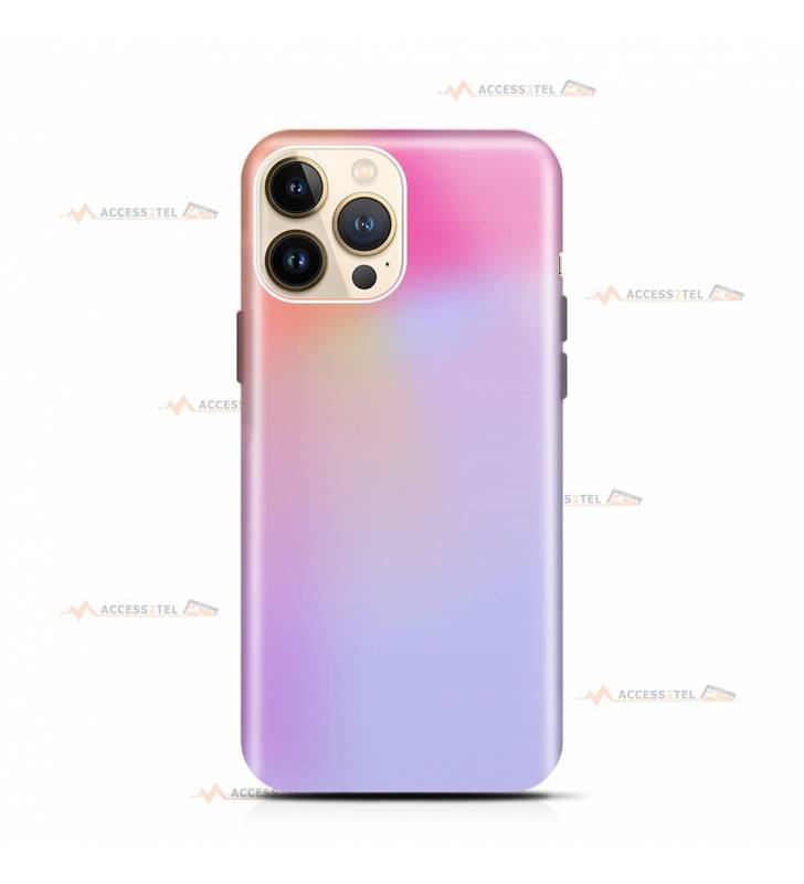 coque de téléphone avec un dégradé pastel du violet lilas au rose