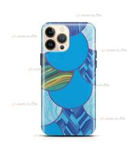 coque de téléphone bleue avec des cercles effet hydrop drip