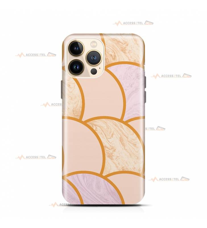 coque de téléphone rose avec des cercles effet hydro drip