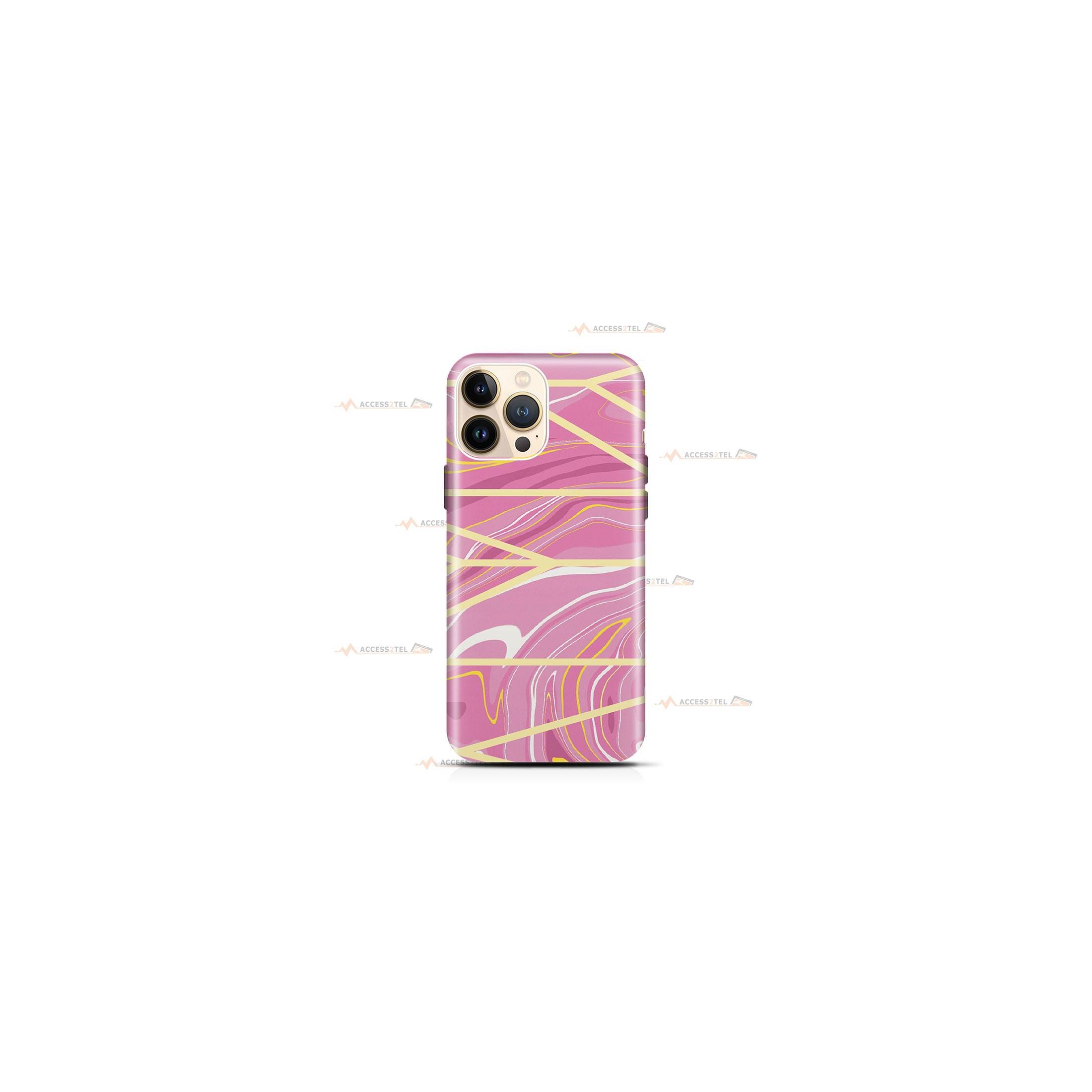 coque de téléphone avec un effet hydro drip mélange de peinture liquide rose blanc et jaune