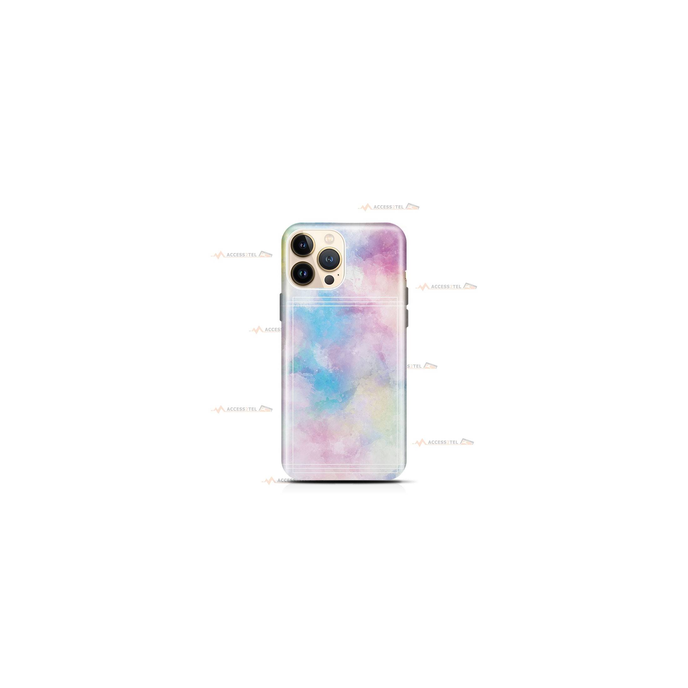 coque de téléphone avec un effet aquarelle pastelle et un cadre