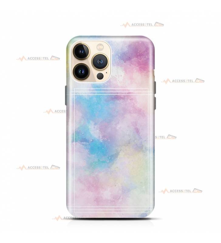 coque de téléphone avec un effet aquarelle pastelle et un cadre