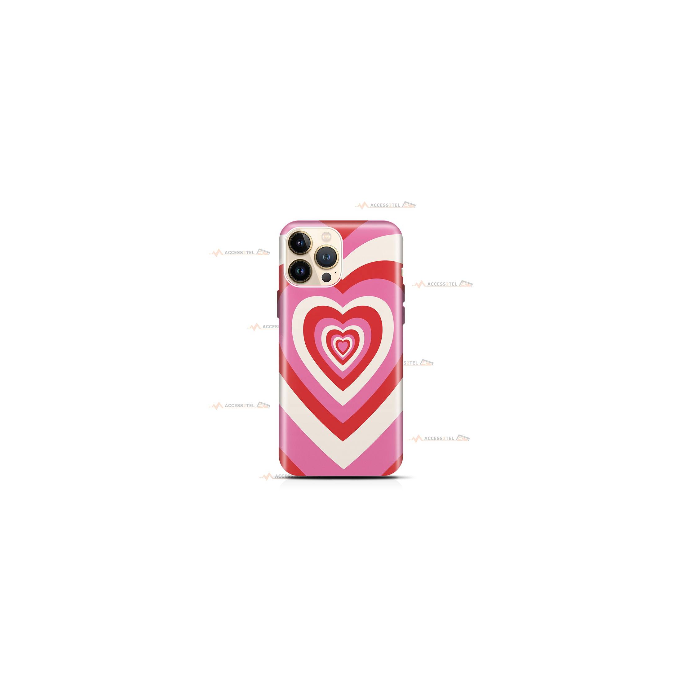 coque de téléphone avec des coeurs empilés rose