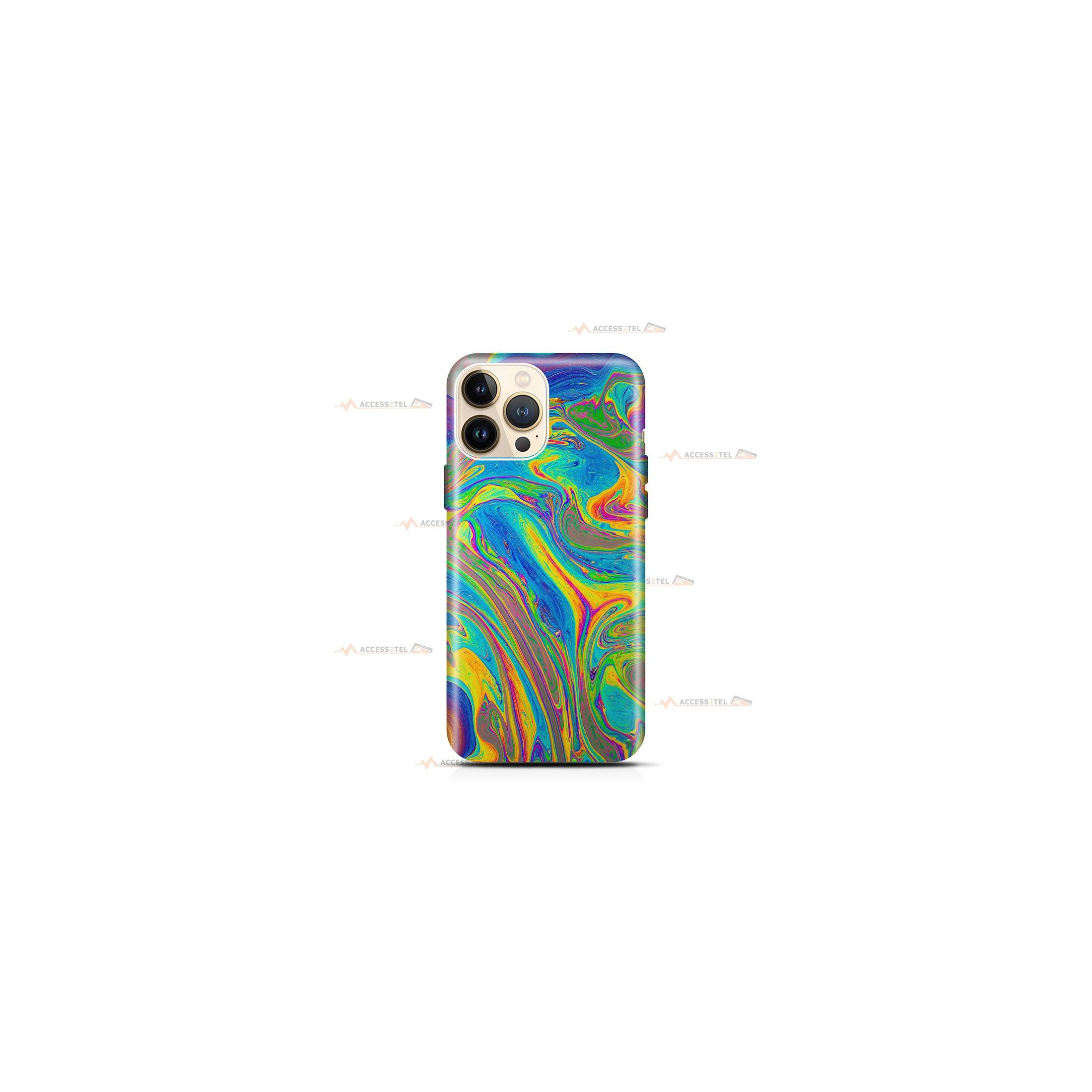 coque de téléphone avec un effet hydro drip mélange de peinture liquide multicolore