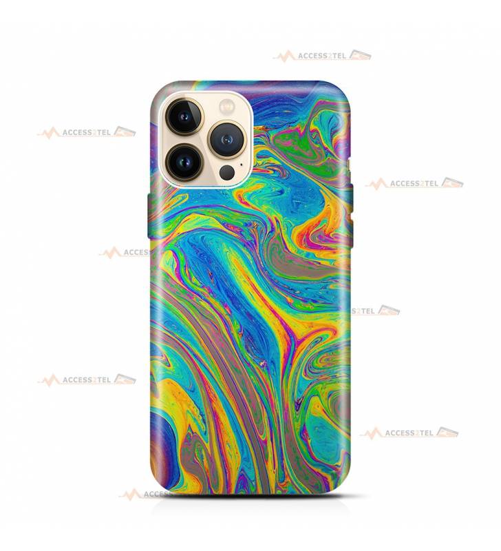 coque de téléphone avec un effet hydro drip mélange de peinture liquide multicolore