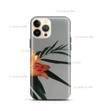 coque de téléphone grise avec un lys (lis) orange et ses feuilles