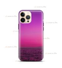 coque de téléphone avec la mer et un ciel rose et violet