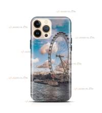 coque de téléphone avec la grande roue de Londres devant la Tamise