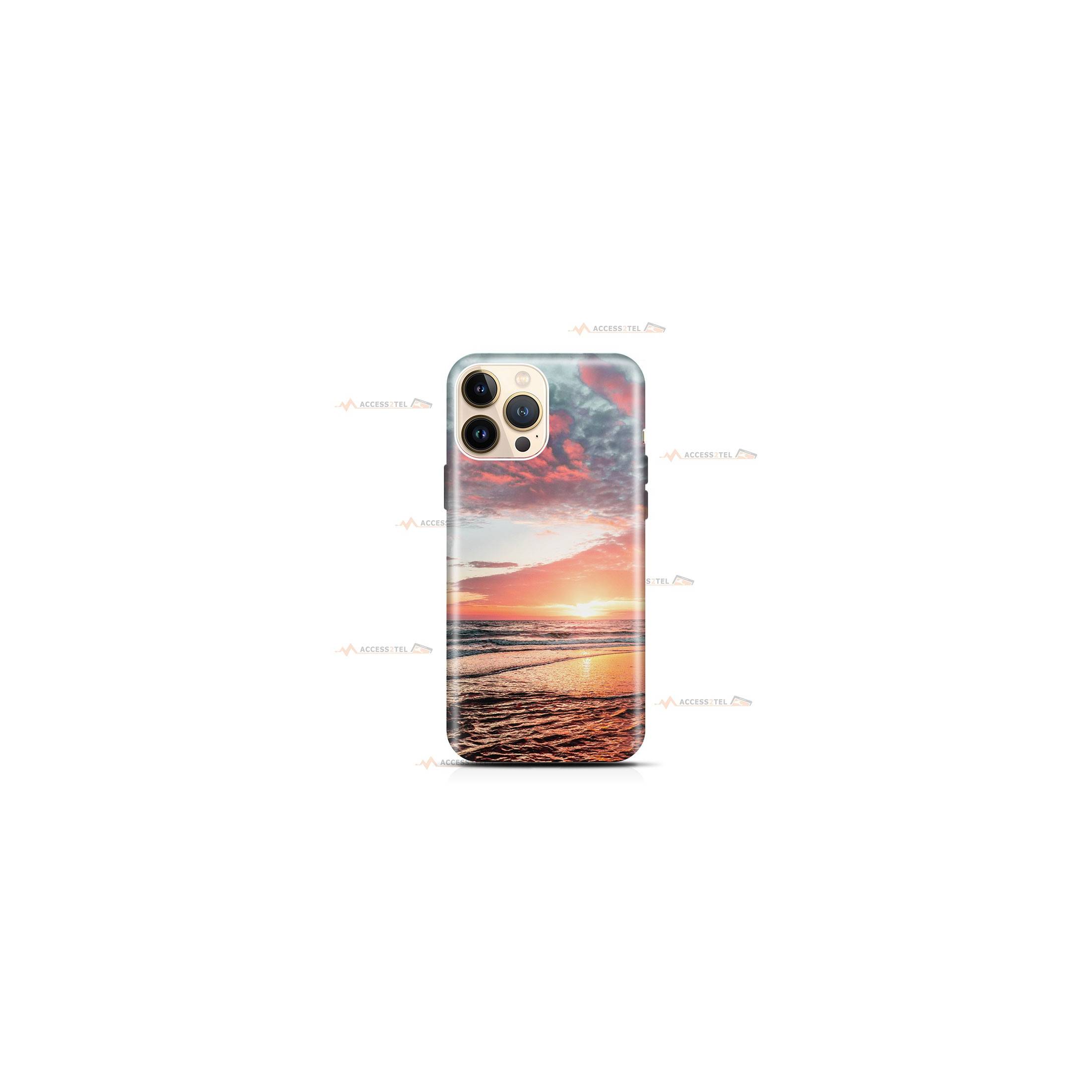 coque de téléphone avec la mer au coucher du soleil