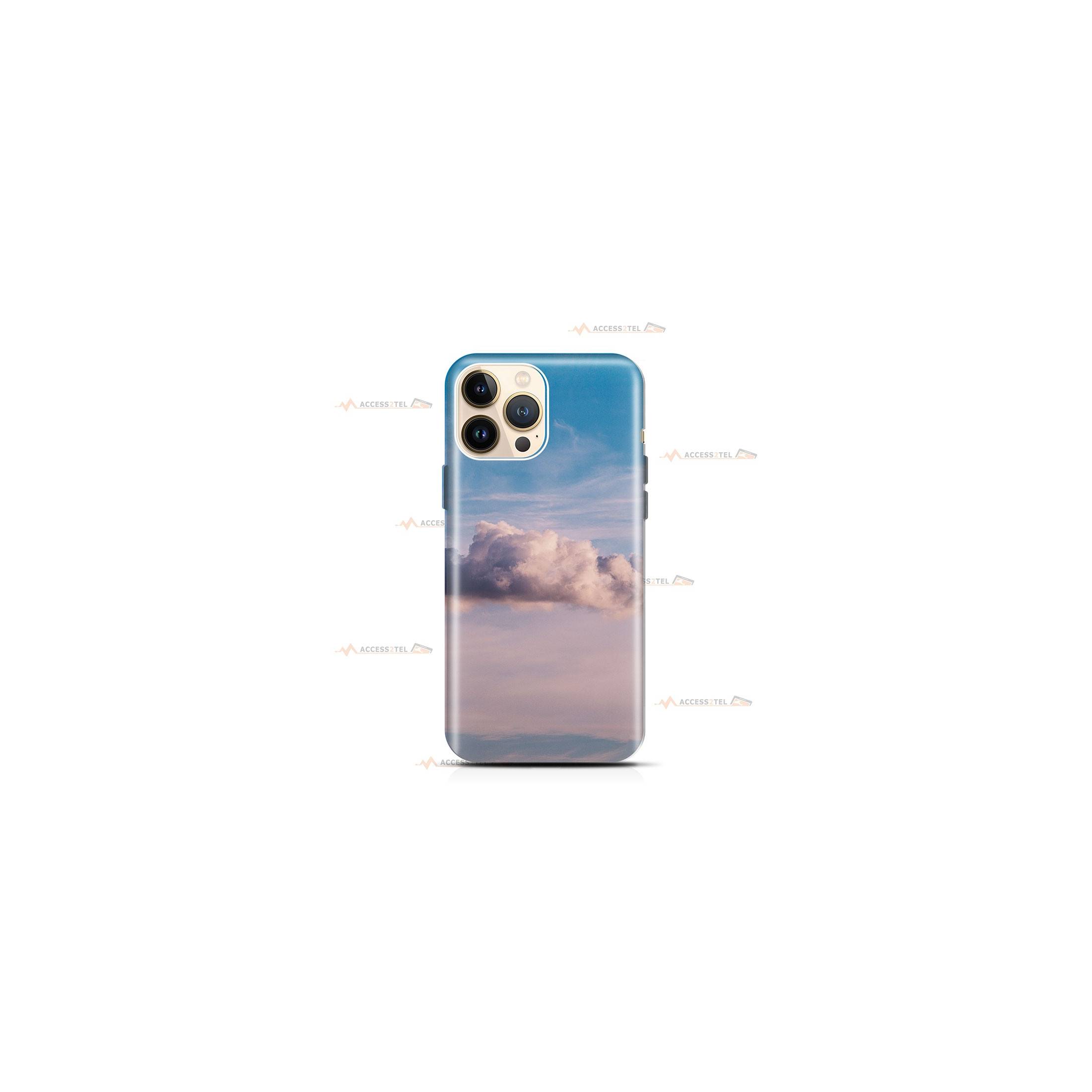 coque de téléphone avec un ciel rose et bleu et un nuage