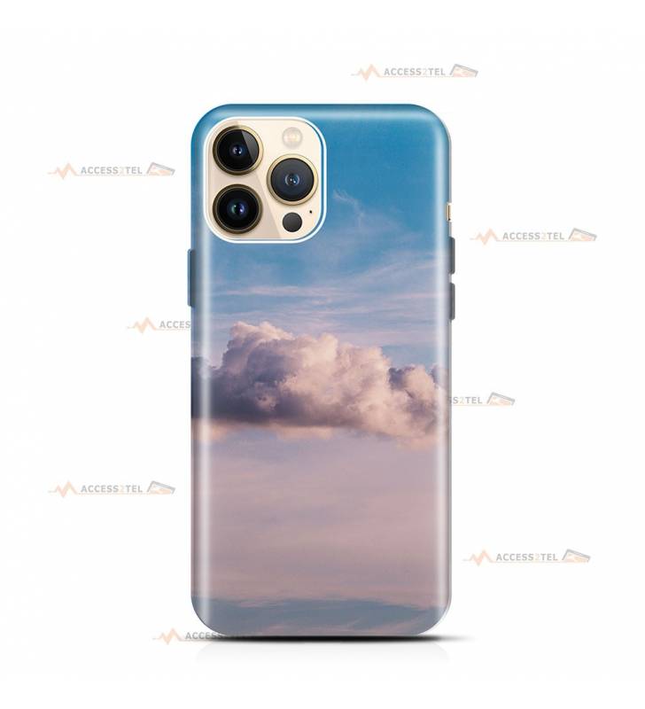 coque de téléphone avec un ciel rose et bleu et un nuage