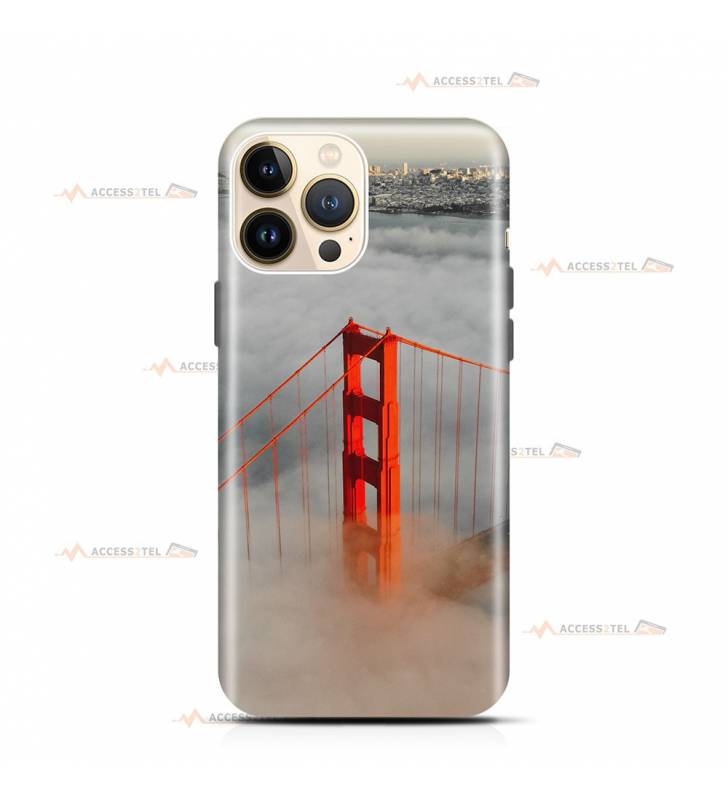 coque de téléphone avec le pont rouge golden gate bridge de san francisco dans la brume