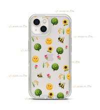 coque de téléphone transparente avec des emojis sur le thème du printemps (soleil