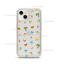 coque de téléphone transparente avec des emojis sur le thème de l'été (soleil