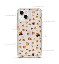 coque de téléphone transparente avec des emojis sur le thème de l'automne (citrouille