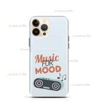 coque de téléphone bleu pâle avec une enceinte et le texte "music for mood"