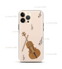 coque de téléphone beige avec une illustration de violon et des clés de sol