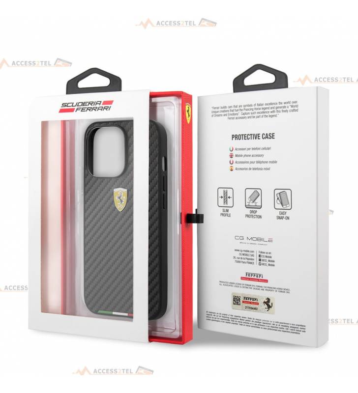 boîte coque de téléphone Ferrari Carbon effet métal pour iPhone 13 Pro Max